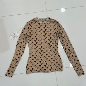 Marine Serre Tan and Black Crescent Moon Long Sleeve Top